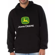 Casaco Moletom Com Capuz E Bolso John Deere Bordado Peito