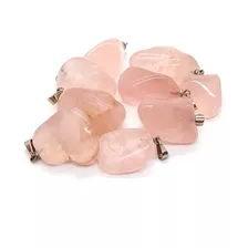Kit Revenda 10 Pingentes De Quartzo Rosa Pedra Natural 2cm