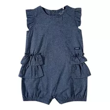 Romper Menina Macacão Chambray Infantil Macaquinho Tip Top 