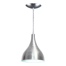 Luminária Pendente/alumínio/gota Na Cor Escovado/branco
