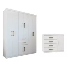 Guarda Roupa Casal 8 Portas Verona + Comoda 1 Porta 4 Gaveta