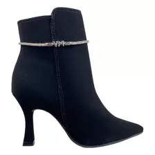 Bota Feminina Bico Fino Tira Strass Via Marte Original + Nf