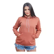 Moletom Flanelado Feminino Liso Blusa De Frio Com Capuz