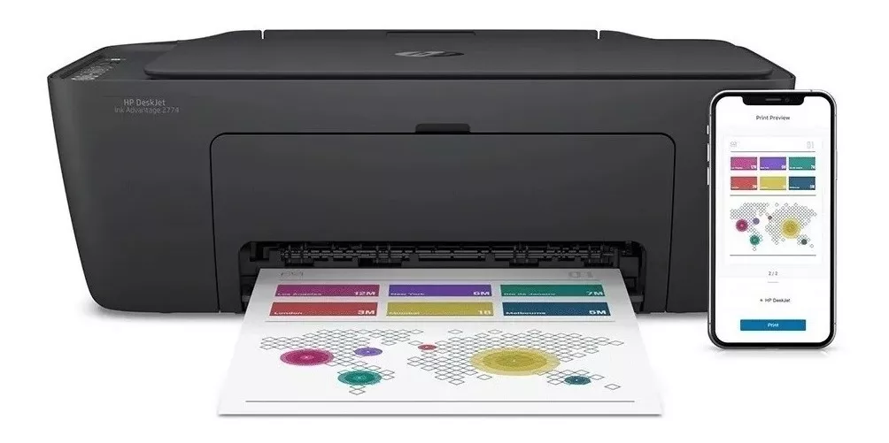 Impressora Multifuncional Hp 2774 Deskjet Ink Colorida Wifi 