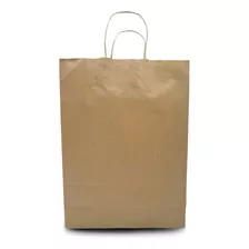 25 Bolsas De Papel Madera Con Manija 40x30x12 Kraft 125gms