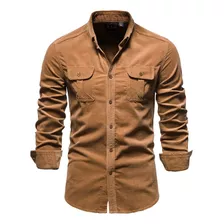 Camisa Masculina De Algodão De Veludo Cotelê, Camisetas Carg