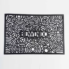 Alfombra Rectangular Bienvenidos Pvc Felpudo Negro