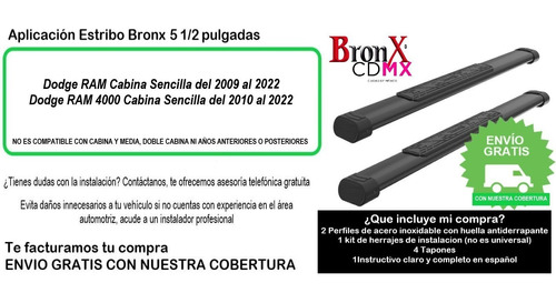 Estribos Bronx Dodge Ram Pick Up 2009-2020 Cabina Sencilla Foto 9
