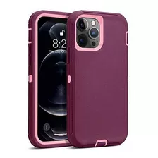 Funda Para iPhone 12 Pro Full Body Silicona Pc Borgoña/rosa