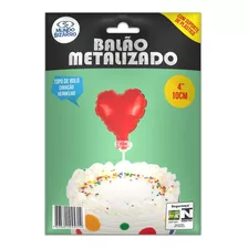 Topper Topo De Bolo Coração Vermelho Metalizado Balloon Cake
