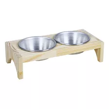 Comedouro Pet Elevado Duplo Gato E Cachorro 2 Tigelas Inox