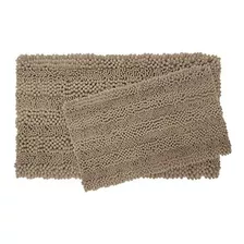 Laura Ashley Astor Striped Plush Chenille 2-piece Bath Mat S