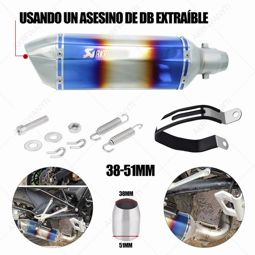 Escape Silenciador Moto Universal Deportivo Doble Azul 37 Cm Foto 5