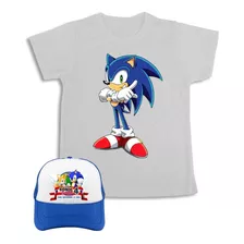 Sonic Camiseta + Gorra Combo Para Niños