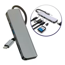 Adaptador Hub Usb Tipo C Multipuerto 7 En 1 Pc Laptop Color Gris