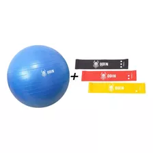 Kit Elastico Para Exercicios + Bola Pilates 75 Cm Odin Fit Cor Azul