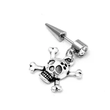 Piercing Acero Inoxidable Estilo Punk Calavera Por 2 Pieza