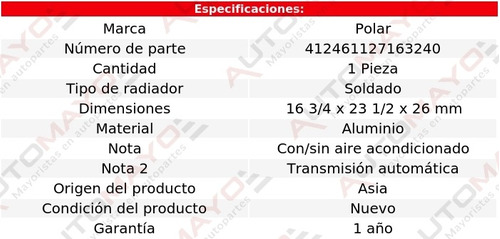 Un Radiador Motor Polar Xl-7 Aut Suzuki 2002 - 2003 Foto 2