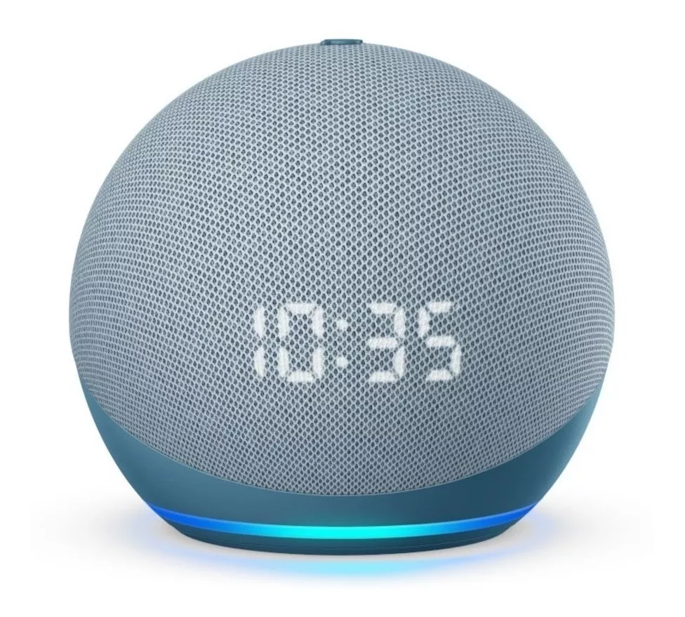 Amazon Echo Dot 4th Gen With Clock Com Assistente Virtual Alexa, Display Integrado Twilight Blue 110v/240v