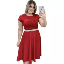 Vestido Feminino - Moda Evangélica - Midi Godê Festa + Cinto