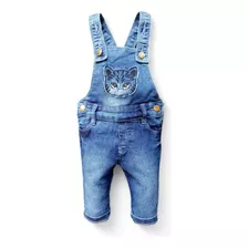 Jardineira Macacão Jeans Com Lycra Infantil Bebê Menina 