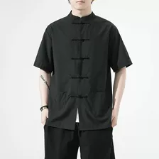 Blusas Masculinas Tang Suit, Camiseta De Kung Fu De Meia Man