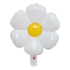 10 Balão Metalizado Flor Branco Amarelo Girassol Centro Mesa