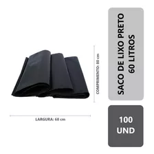 Saco De Lixo Preto Reforçado 60 Litros - Pacote 100 Und.