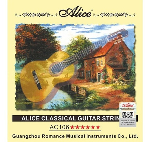 Cuerdas Guitarra Clásica 6 Cuerdas Nylon Alice