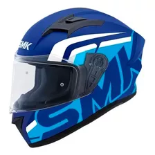 Capacete Smk Stellar Stage Ma551 Azul E Branco Matte