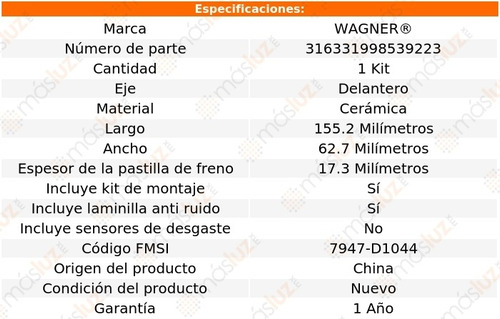 Balatas Ceramicas Delanteras Ford Ecosport 13/14 Wagner Foto 2