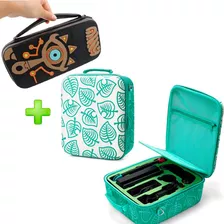 Pack Maleta Switch Y Oled Verde A C + Estuche Zelda Marr