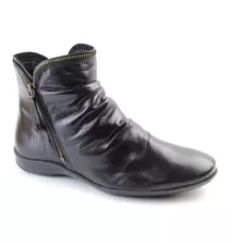 Bota Cano Curto Feminina Perlatto Preto Couro F811 Zíper 21