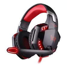 Fone De Ouvido Over-ear Gamer Kotion Gamer G2000 Preto E Vermelho Com Luz Led