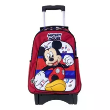 Kit Morral Maleta Mickey Mouse Con Ruedas + Lonchera