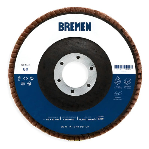Disco Flap Acero Inoxidable Alto Rend Bremen 8288 G80 X 10u Rojo