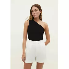 Body Feminino Regata Preto Elegante Um Ombro Só