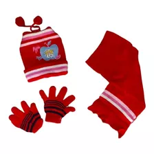 Conjunto Lana 3 Pcs Invierno Gorro Guantes Bufanda 1-3 Años