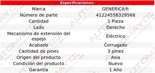 1 Espejo Der Elect Corrug 3 Pines Ford Thunderbird 90-95 Foto 2