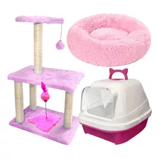 Arranhador C/ 3 Bases + Cama De Gato Nuvem + Banheiro Gato