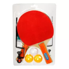 Paletas De Ping Pong + Red Raqueta Tenis Mesa Deporte Bolas Color Rojo Tipo De Mango St (recto)