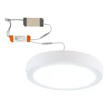 Foco Led 18w Redondo Sobrepuesto Blanco + Kit De Emergencia