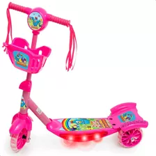 Patinete Musical Frozen Três Rodas Infantil Crianças 5 Anos Cor Rosa Galinha Pintadinha - Rosa