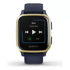 Smartwatch Garmin Venu Venu Sq - Music Edition 1.3 Caixa 40mm De Polímero Reforçado Com Fibra Navy, Pulseira Navy E O Arco Light Gold De Alumínio Anodizado