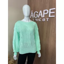 Blusa Tricot Ponto Crochê Tranças Rafaela