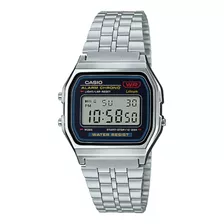 Relógio De Pulso Casio Vintage A159 Com Corpo Prateado, Digital, Para Sem Gênero, Fundo Preto, Com Correia De Aço Inoxidável Cor Prateado, Subdials De Cor Preto, Ponteiro De Minutos/segundos Preto, 