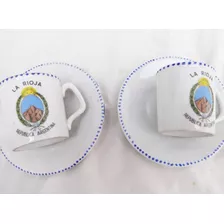 2 Taza Antigua Duo Plato La Rioja Escudo Provincia Cafe