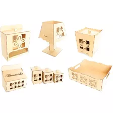 Kit Higiene Bebê Borboleta 8 Peças Mdf Cru Promoção