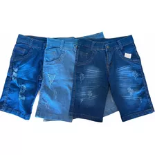 Kit 3 Bermuda Shorts Jeans Infantil Menino Tamanho 6 8 10 12