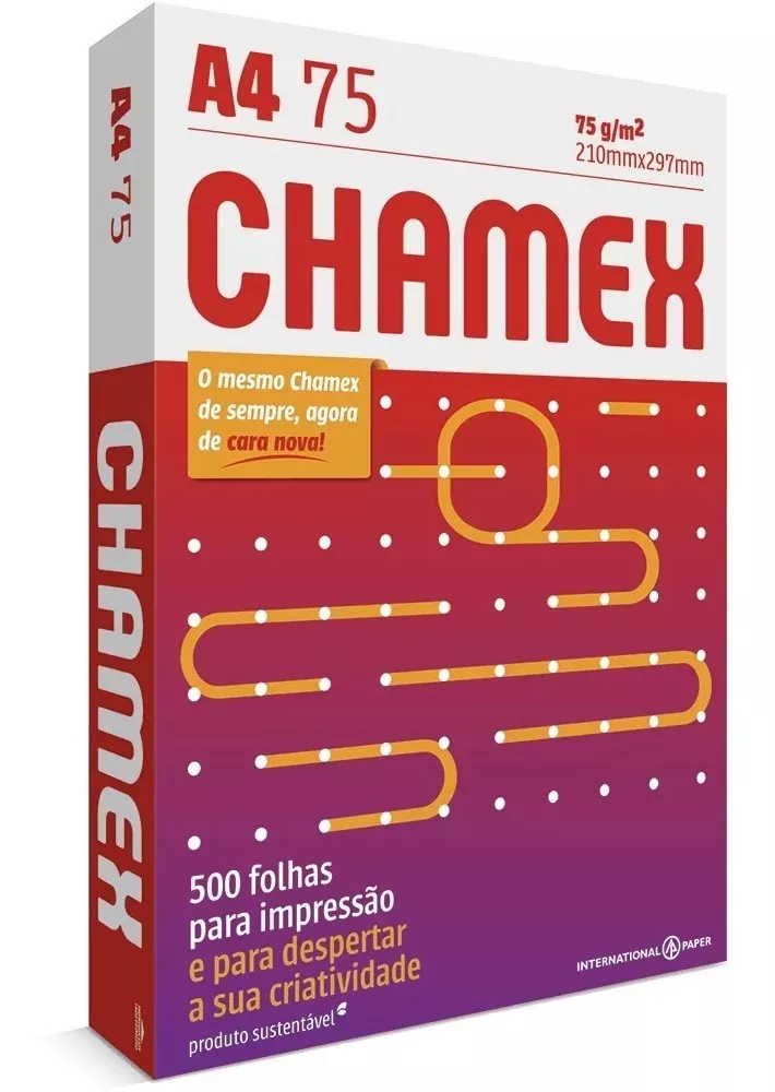 Papel Sulfite Chamex A4 75g Resma Pacote 500 Folhas